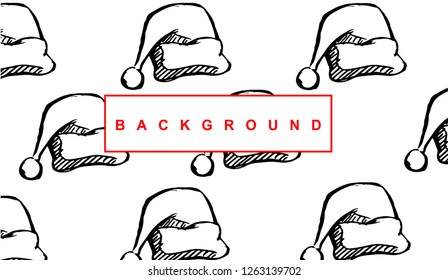Black Christmas Santa Hat Background Pattern for Template, Shirt, and Design. Vector, Illustration, Hand Drawn and Doodle. EPS10