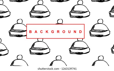 Black Christmas Santa Hat Background Pattern for Template, Shirt, and Design. Vector, Illustration, Hand Drawn and Doodle. EPS10
