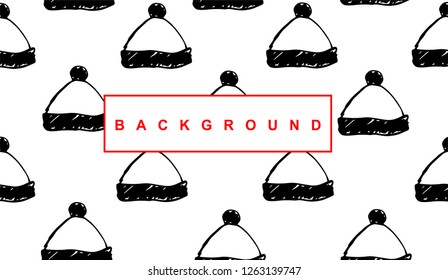 Black Christmas Santa Hat Background Pattern for Template, Shirt, and Design. Vector, Illustration, Hand Drawn and Doodle. EPS10