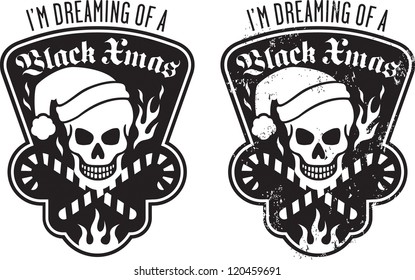 Black Christmas skull and crossed candy canes symbol. Includes clean and grunge versions.