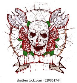Black Christmas skull symbol. Includes clean and grunge versions.