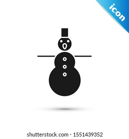 Black Christmas snowman icon isolated on white background. Merry Christmas and Happy New Year.  Vector Illustration