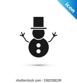 Black Christmas snowman icon isolated on white background. Merry Christmas and Happy New Year.  Vector Illustration