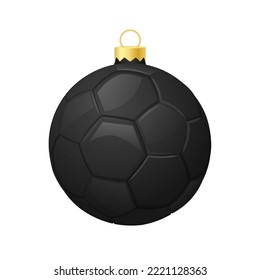 Black christmas soccer ball icon for christmas tree