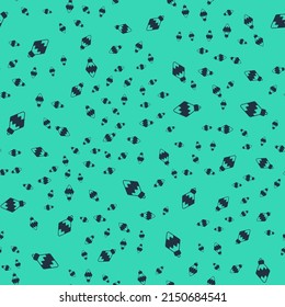 Black Christmas toy icon isolated seamless pattern on green background. Merry Christmas and Happy New Year.  Vector