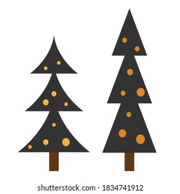 Black Christmas tree with decorations an isolated background vector