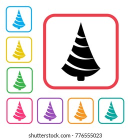 Black Christmas tree icon. Colorful set additional versions icons. Vector illustration