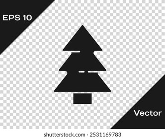 Black Christmas tree icon isolated on transparent background. Merry Christmas and Happy New Year.  Vector