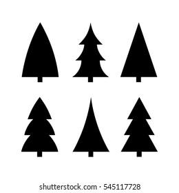 black christmas tree icon silhouette set vector.