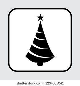 Black Christmas tree icon. Vector illustration