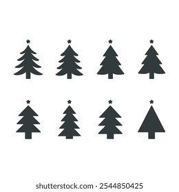 Black Christmas Tree Icons Collection - Festive Vector Design Elements,
Christmas Tree Silhouettes Collection - Vector Icons for Festive Designs