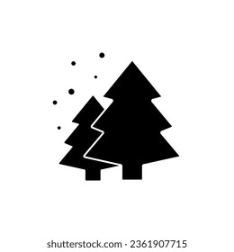 black christmas tree snowing on a white backround