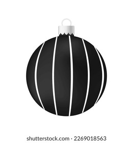 Black Christmas tree toy or ball Volumetric and realistic color illustration