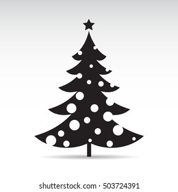 Black Christmas Tree. Vector Illustration.