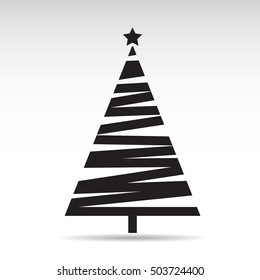 Black Christmas Tree. Vector Illustration.