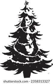 Schwarzer Weihnachtsbaum Vektor-Ornament