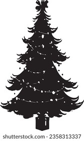 Ornamento vectorial del árbol de Navidad negro
