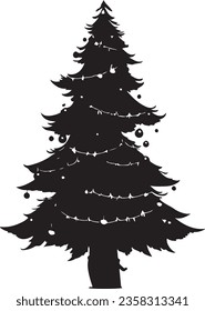 Ornamento vectorial del árbol de Navidad negro