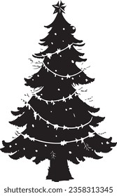 Ornamento vectorial del árbol de Navidad negro