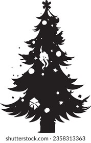 Black Christmas Tree Vector Ornament