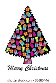 black christmas  tree, white background