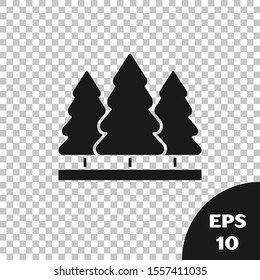 Black Christmas trees icon isolated on transparent background. Merry Christmas and Happy New Year.  Vector Illustration