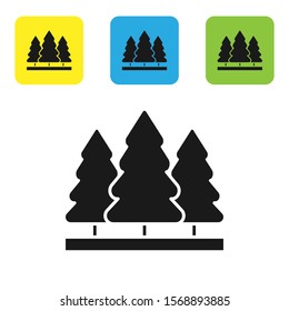 Black Christmas trees icon isolated on white background. Merry Christmas and Happy New Year. Set icons colorful square buttons. Vector Illustration