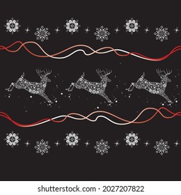 Black Christmas Vector Seamless Pattern. Great for Wrapping Paper, Fabric, Scrapbook Paper or Christmas Card. 