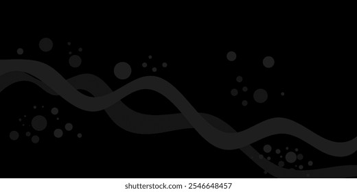Black Christmas Wave Design with Snowflakes, Stars, and Swirls for Festive Winter Backdrops