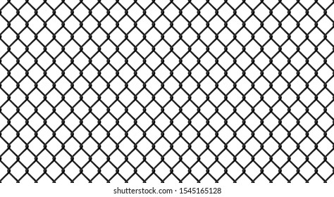 Black chrome Steel Grating seamless structure. Chainlink isolated on white background. Vector illustration. EPS 10.