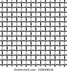 Black chrome Steel Grating seamless structure. Chain link isolated on white background. Vector illustration. EPS 10.