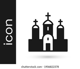 Black Church building icon isolated on white background. Christian Church. Religion of church.  Vector