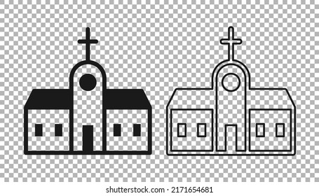 Black Church building icon isolated on transparent background. Christian Church. Religion of church.  Vector