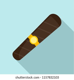 Black cigar of cuba icon. Flat illustration of black cigar of cuba vector icon for web design