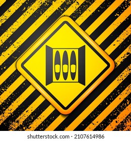 Black Cigar icon isolated on yellow background. Warning sign. Vector