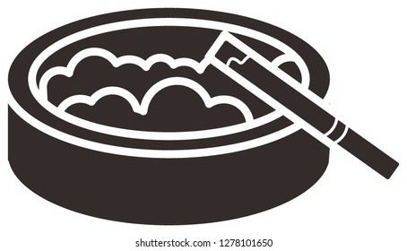 black cigarette with ashtray icon  Editable vector stroke - vector
