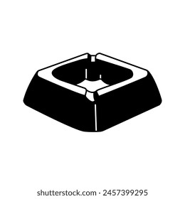 black cigarette ashtray vector icon
