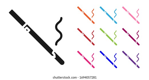 Schwarze Zigarette Symbol einzeln auf weißem Hintergrund. Tabakzeichen. Rauchsymbol. Symbole bunt festlegen. Vektorillustration-Illustration