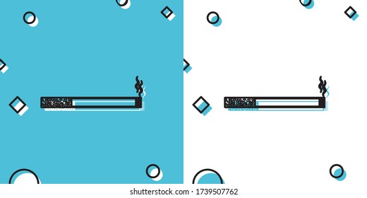 Black Cigarette icon isolated on blue and white background. Tobacco sign. Smoking symbol. Random dynamic shapes. Vector Illustration