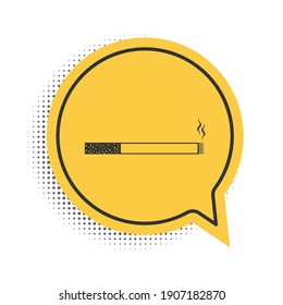 Icono de cigarrillo negro aislado en fondo blanco. Señal de tabaco. Símbolo de tabaco. Símbolo amarillo de burbuja de habla. Vector.