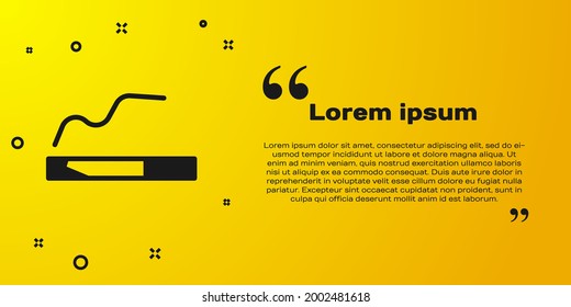 Black Cigarette icon isolated on yellow background. Tobacco sign. Smoking symbol.  Vector Illustration