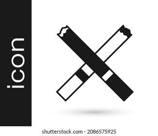Icono de cigarrillo negro aislado en fondo blanco. Señal de tabaco. Símbolo de tabaco.  Vector