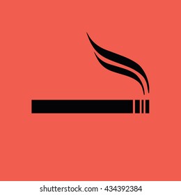 Black cigarette icon vector. Allowed smoking sign