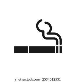 Black cigarette vector icon on white background.