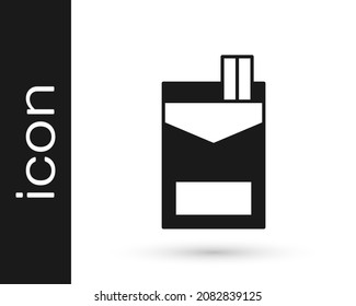Icono de caja de cigarrillos negros aislado en fondo blanco. Paquete de cigarrillos.  Vector
