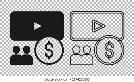 Black Cinema auditorium with screen icon isolated on transparent background.  Vector