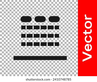 Black Cinema auditorium with screen and seats icon isolated on transparent background.  Vector Illustration