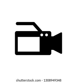 Black Cinema Camera Icon Isolated On White Background. Video Camera. Movie Sign. Film Projector. Vector Illustration