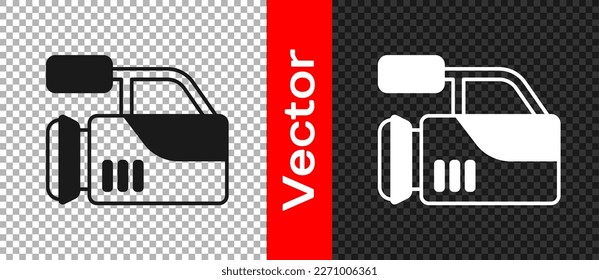 Black Cinema camera icon isolated on transparent background. Video camera. Movie sign. Film projector.  Vector