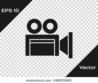 Black Cinema camera icon isolated on transparent background. Video camera. Movie sign. Film projector.  Vector